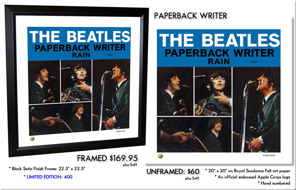 THE BEATLES FRAMED LITHOGRAPHS PAPERBACK WRITER
