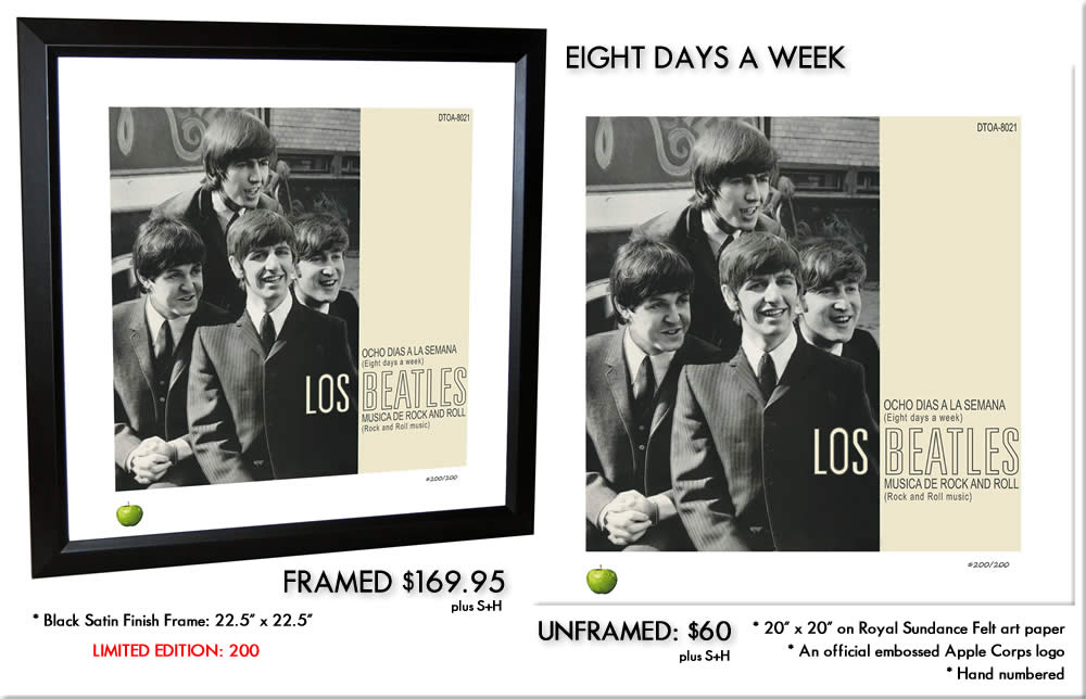 BEATLES SINGLES LITHOGRAPH - EIGHT DAYS A WEEK