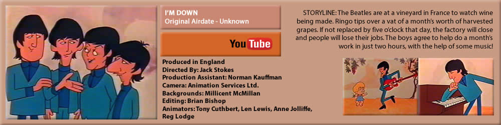 THE BEATLES SATURDAY MORNING CARTOONS, "I'M DOWN"